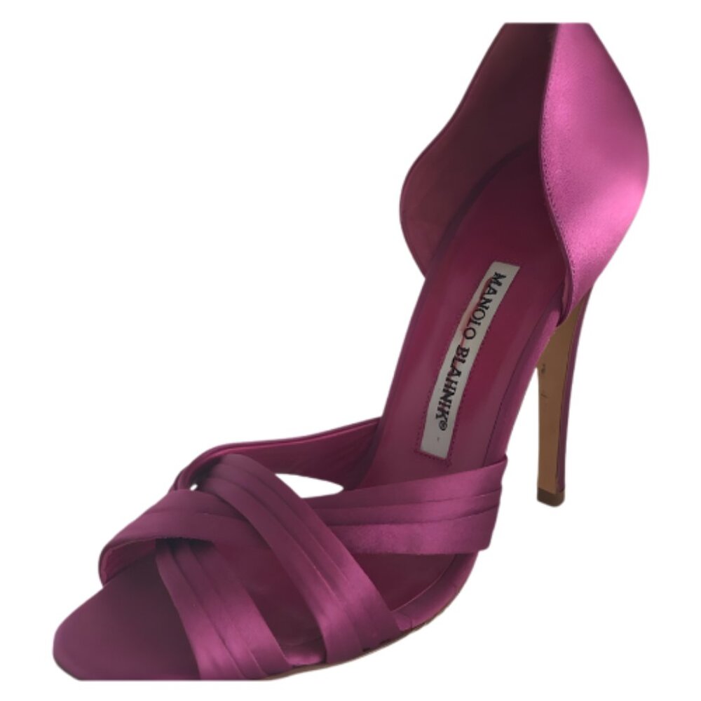 Manolo Blahnik Magenta Pink Dress Satin Sandal